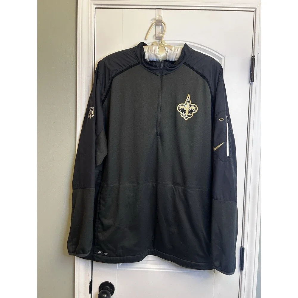 Nike New Orleans Saints NFL Dri-FIT On Field 1/4 Zip Pullover Jacket Mens 2XL XL